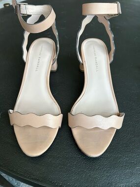 Loeffler Randall Scalloped Ankle Strap Sandals in Nude Blush